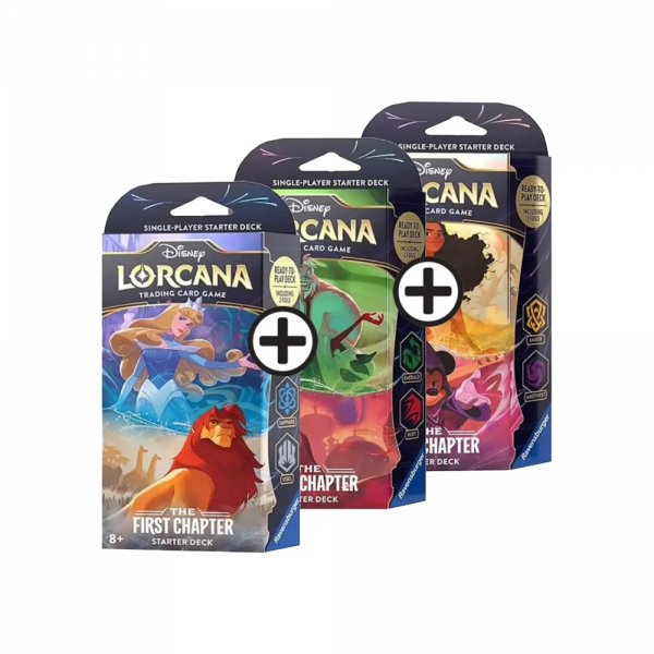 Pack 3 mazos de inicio en Inglés de la colección Disney Lorcana T1 The First Chapter
