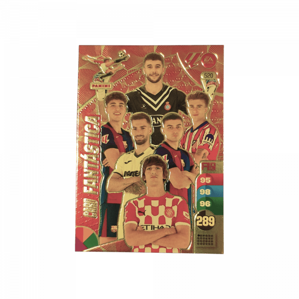 Tarjeta de colección Adrenalyn XL. La tarjeta es de diseño dorado y tiene el texto "Card Fantástica".