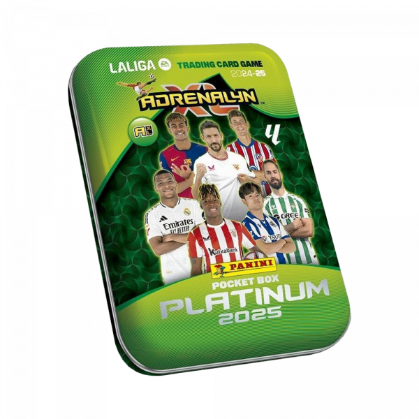 Caja metálica de la colección Panini Adrenalyn XL 24/25 "Pocket Box PLATINUM"