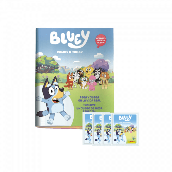 Álbum y 4 sobres Panini Bluey Vamos a jugar
