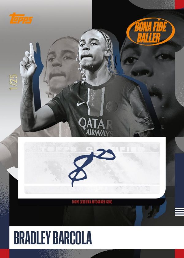 Bradley Barcola de la colección Topps Paris Saint-Germain Team Set 24/25